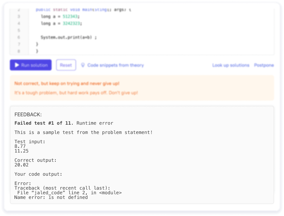 illustration of card with code feedback